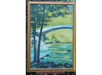 'Below The Bridge' By ROSALIND MORRISSEY! Framed Oil On Canvas