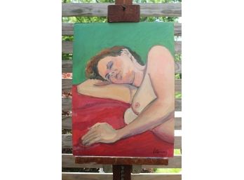 'Red And Green Dreams' By ROSALIND MORRISSEY! Beautiful Nude, Oil On Board    117