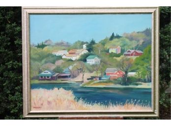 'Crotonville From The Bridge' By ROSALIND MORRISSEY! Framed Oil On Canvas