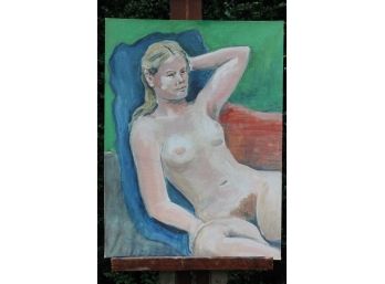 'Blue Nude' By Rosalind Morrissey!  Unframed Oil On Board!