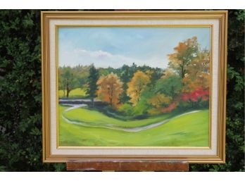 'Rolling Hills, Lasdon Park ' By ROSALIND MORRISSEY! Framed Oil On Canvas