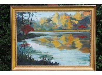 'October Reflections' By ROSALIND MORRISSEY! Framed Oil On Canvas