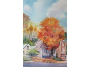 'Tree On Fire' By Rosalind Morrissey! Great Original Framed Watercolor!