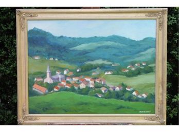 'Alsace Village' By ROSALIND MORRISSEY! Framed Oil On Canvas