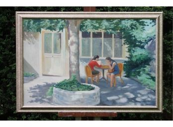 'Terrace In The Shade' By ROSALIND MORRISSEY! Framed Oil On Canvas