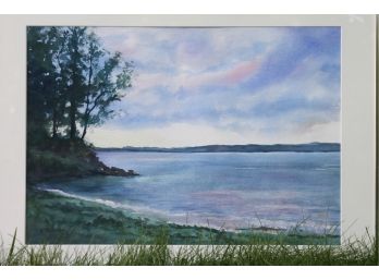 '1/2 Moon Bay' By ROSALIND MORRISSEY! Framed Watercolor