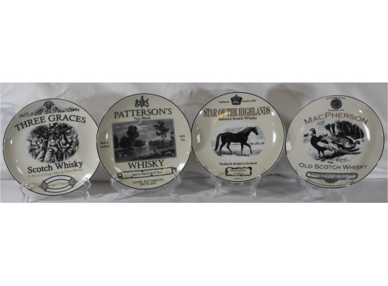 Group Of Four Collector Plates From Restoration Hardware  Highlighting Famous Whisky Distillers