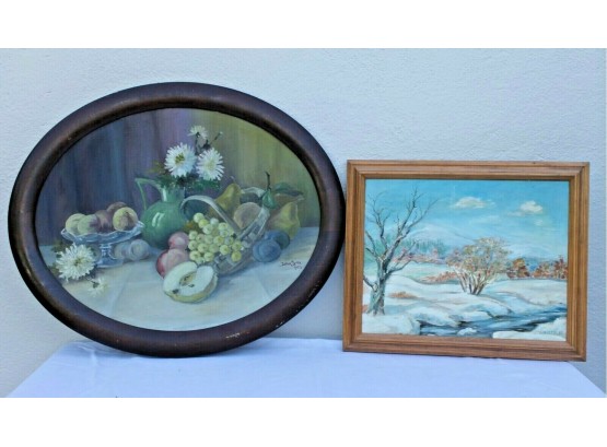 Pair Of Vintage Signed And Framed Water Colors -  L. Gnietsche & John S-m 1925