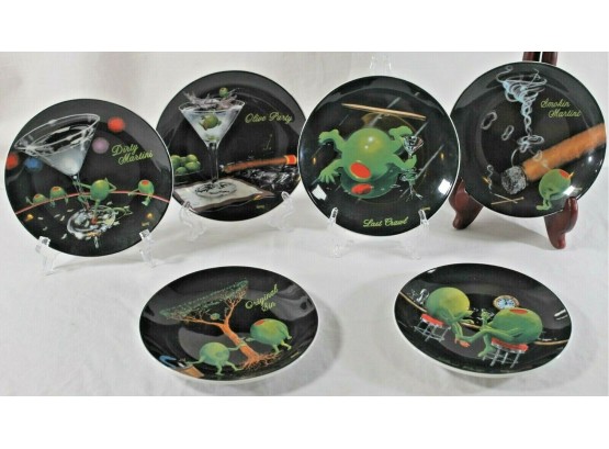 Set Of Six 6' Michael Godard 'Lava Lounge' Inspired Santa Barbara Ceramic Design Plates