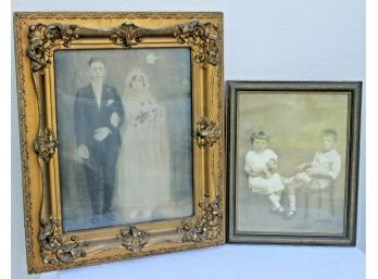 Beautiful Set Of Antique Framed Photos Including Husband & Wife And Son And Daughter