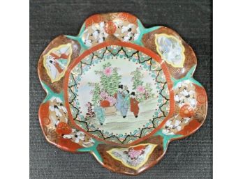 Vintage Asian Amari Ware Hand Painted Candy Dish 7.75' Round