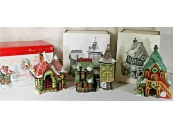 Dept 56 North Pole Series Santa's Visiting Center, Forge & Assembly Shop And Santa's Rooming House