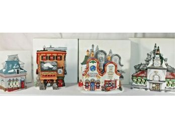 Dept 56 North Pole Series Hall Of Records, Christmas Bread Bakers, Elves' Trade School & Beard Barber