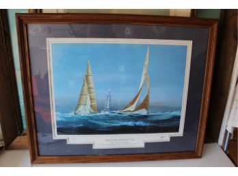 Signed Yatch Americas Cup Race Framed Print