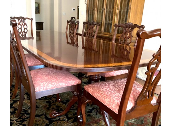 Ethan Allen - '18th Century Mahogany' Banded Table - Dining Set
