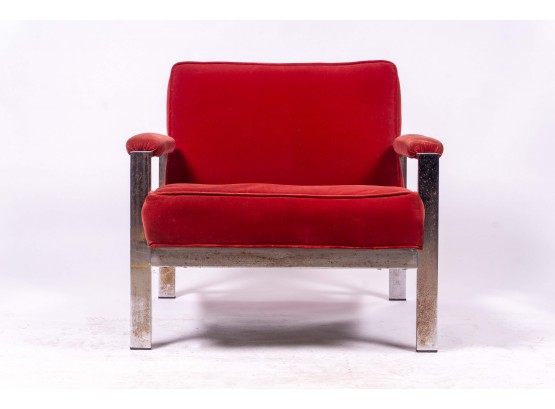 Mid-Century Modern Chair With Chrome Base