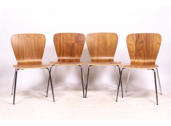 Set Of Four Modern Bent Wood Chairs