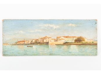 A Venetian Bay Scene, Oil On Board