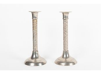Pair Of Silver-Plated Candlesticks