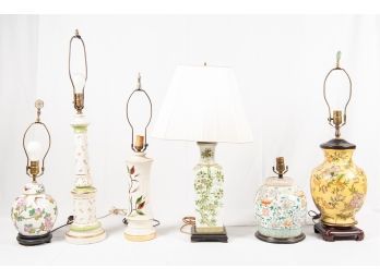 6 Painted Porcelain Painted Table Lamps
