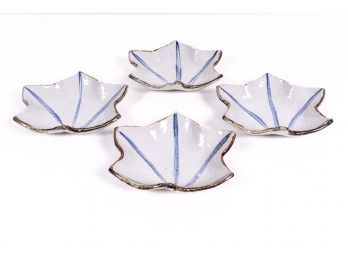 Set Of Four Hand-Glazed Pottery Salad Plates