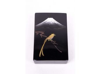 Japanese Lacquer Box With Mount Fuji Design