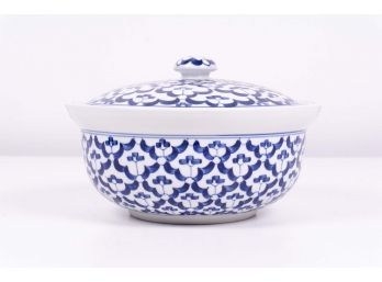 Blue & White Lidded Porcelain Bowl