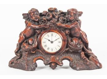 Antique Spelter Cherub Motif Mantle Clock