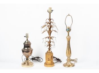 Set Of 3 Brass Lamps