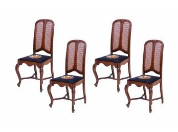 Set Of Four Antique Caned Back Chairs