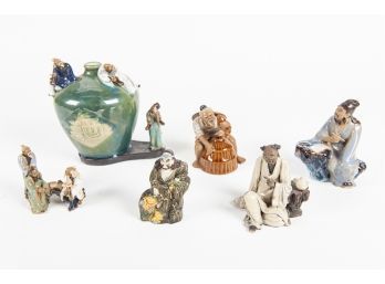 Collection Of Glazed Chinese Pottery Figurines
