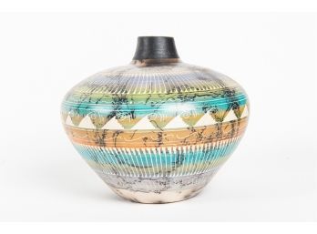 Navajo Art Pottery Vase Signed Dina Johnson