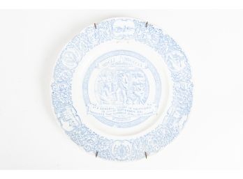 Blue & White Porcelain Founding Of Norwalk, CT Commemorative Plate