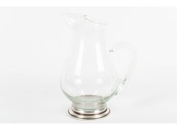 Handblown Glass Pitcher With Sterling Silver Base