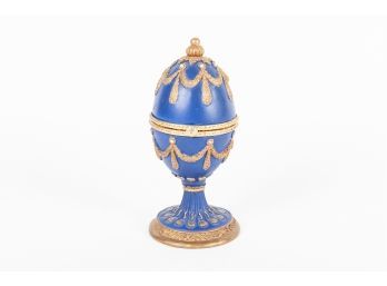 Composite Blue Faberge Style Egg Decor