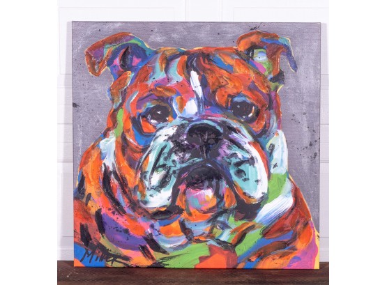 Hand-embellished Giclee Print Of Bulldog By Tracy Miller