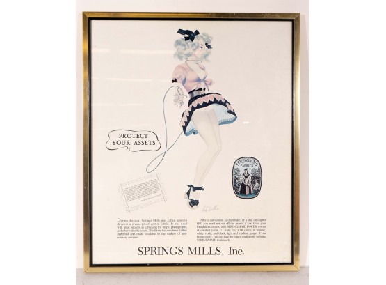 1960s Springmaid Fabrics, Spring Mills Inc. 'Protect Your Assets' Advertisement