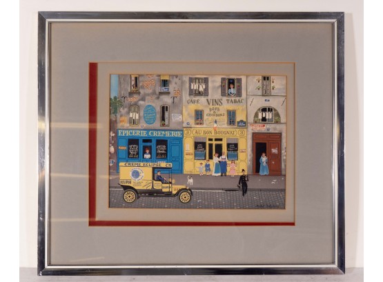 Michel Delacroix Parisian Street Scene Lithograph