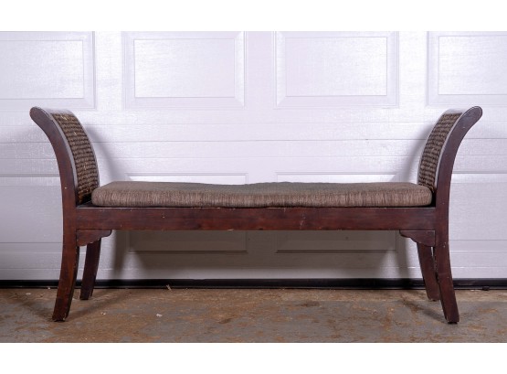Settee Bench With Rattan Sides