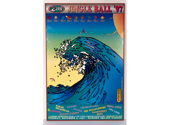 Peter Max Signed 'Great Wave' Z100 Jingle Ball '97 Poster