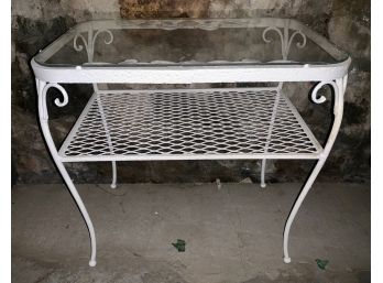 White Wrought Iron Glass Top Coffee Table