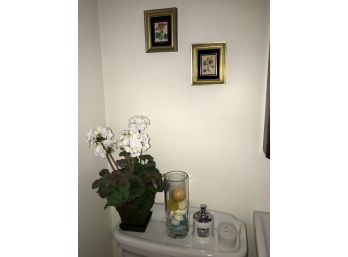 Bathroom Items - Prints, Faux Geranium, Soaps, Etc.