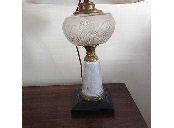 19th C. Glass And Brass Boudoir Lamp