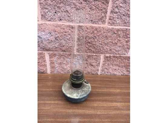 Antique Aladdin Oil Lamp, Signed Base And Chimney