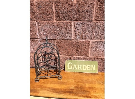 Table Top Wine Rack And Garden Sign, Good Quality Pieces