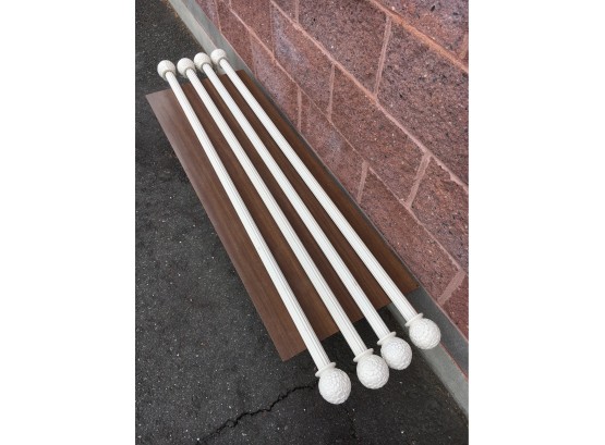 Set Of 4 Wood Drapery Rods 58' Length Signed HPI 98