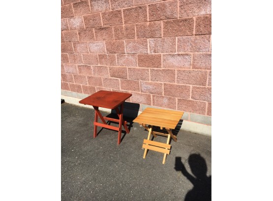 Pair Of Folding Wood Side Tables