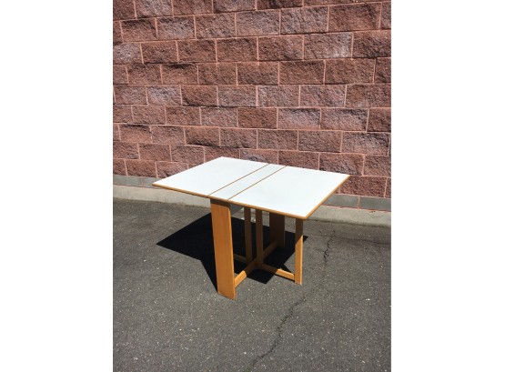 Small White Top Drop Leaf Table, Perfect For An Apartment
