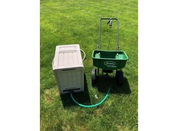 Hose And Storage With A Seed Spreader