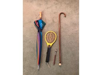 Cane, Umbrella, Back Scratcher & Bug Swatter